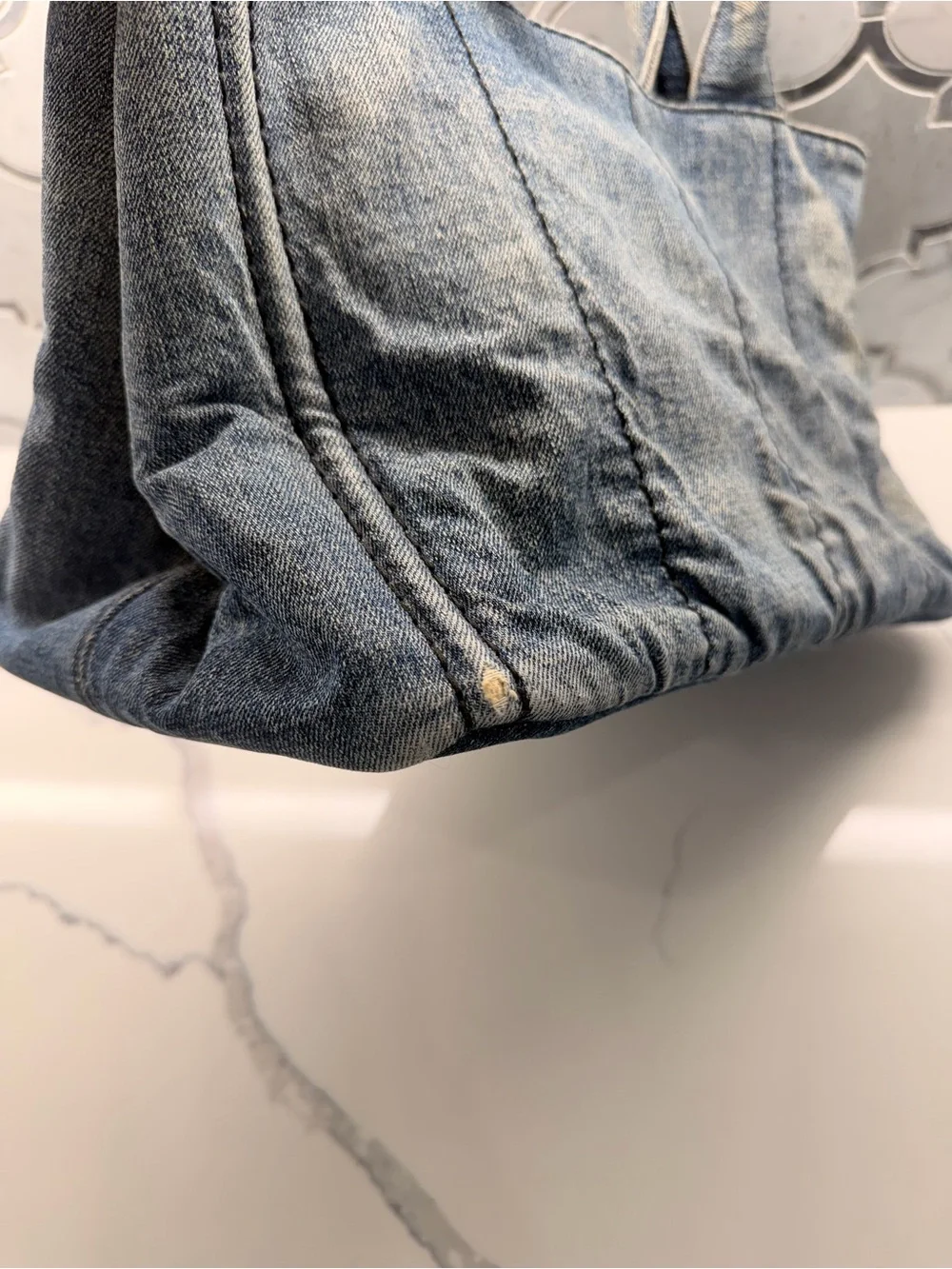 Prada Denim Tote in Washed Blue